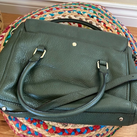 Kate Spade Lola Avenue Green Olive Army Leather Satchel Bag - Picture 4 of 9